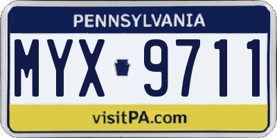 PA license plate MYX9711