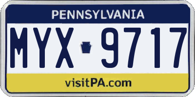 PA license plate MYX9717