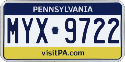 PA license plate MYX9722