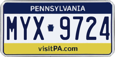 PA license plate MYX9724