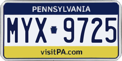 PA license plate MYX9725