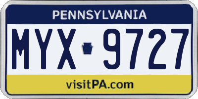 PA license plate MYX9727