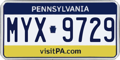 PA license plate MYX9729