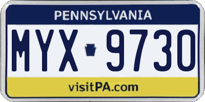 PA license plate MYX9730