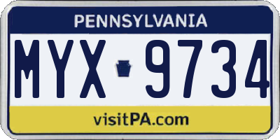 PA license plate MYX9734