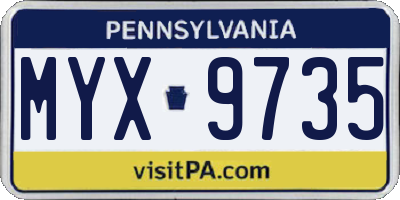 PA license plate MYX9735