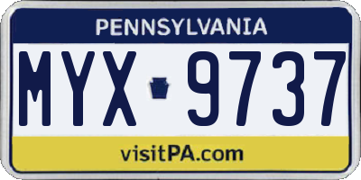 PA license plate MYX9737