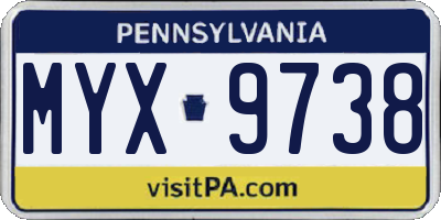 PA license plate MYX9738