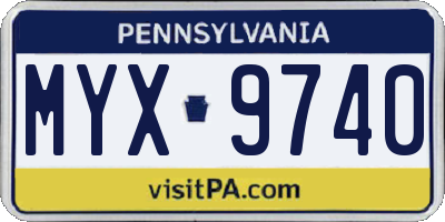 PA license plate MYX9740
