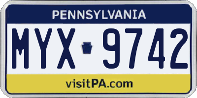 PA license plate MYX9742
