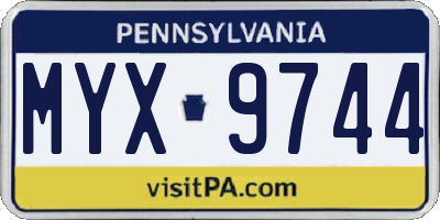 PA license plate MYX9744
