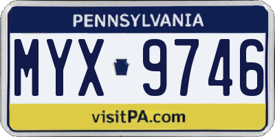 PA license plate MYX9746