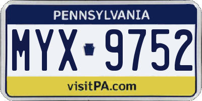 PA license plate MYX9752