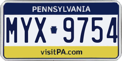 PA license plate MYX9754