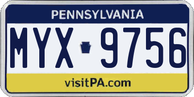 PA license plate MYX9756