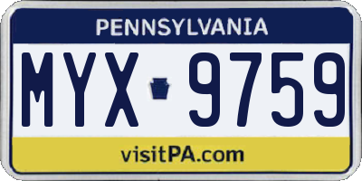 PA license plate MYX9759
