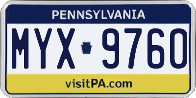PA license plate MYX9760