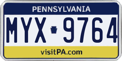 PA license plate MYX9764