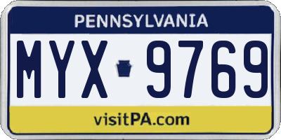 PA license plate MYX9769