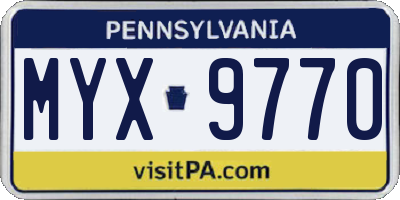 PA license plate MYX9770
