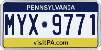 PA license plate MYX9771
