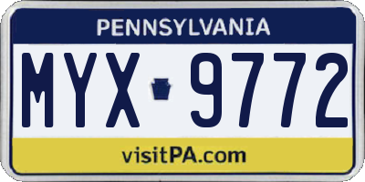 PA license plate MYX9772