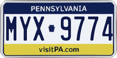 PA license plate MYX9774