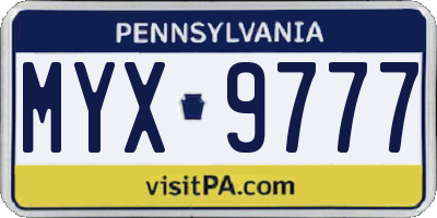 PA license plate MYX9777