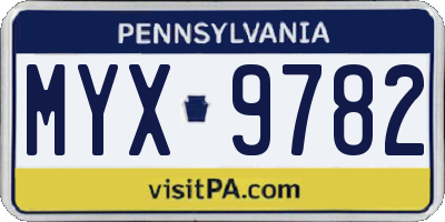 PA license plate MYX9782