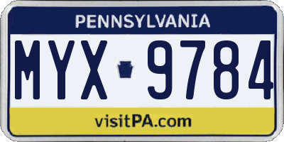 PA license plate MYX9784