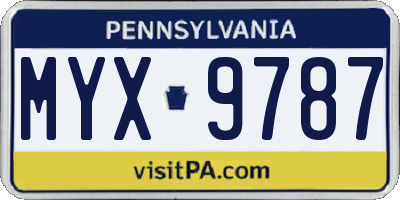 PA license plate MYX9787