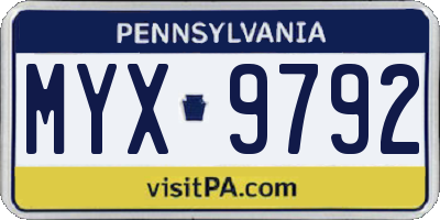 PA license plate MYX9792