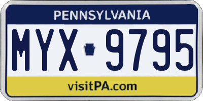 PA license plate MYX9795