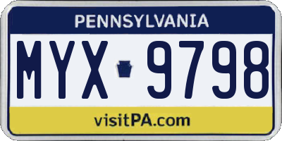 PA license plate MYX9798
