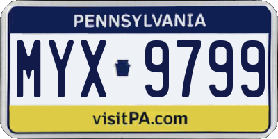 PA license plate MYX9799
