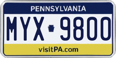 PA license plate MYX9800
