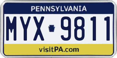 PA license plate MYX9811