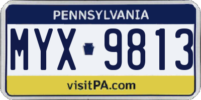 PA license plate MYX9813