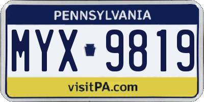 PA license plate MYX9819