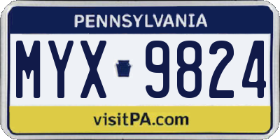 PA license plate MYX9824