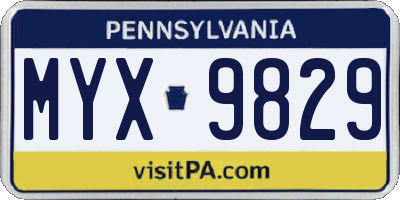PA license plate MYX9829