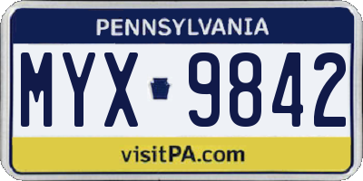 PA license plate MYX9842