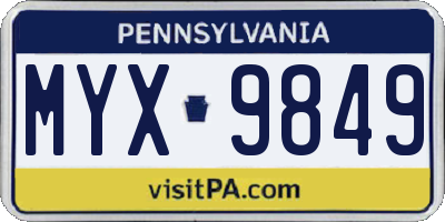 PA license plate MYX9849