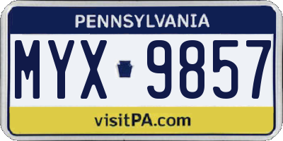 PA license plate MYX9857
