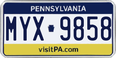PA license plate MYX9858