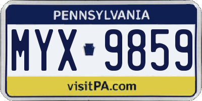 PA license plate MYX9859