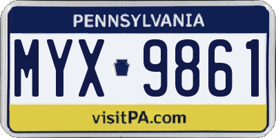 PA license plate MYX9861