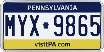 PA license plate MYX9865