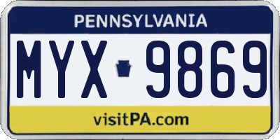 PA license plate MYX9869