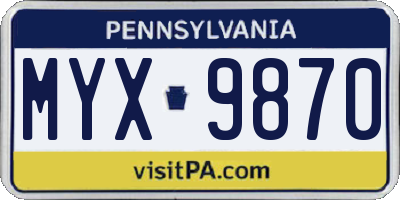 PA license plate MYX9870